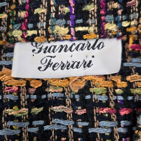 Vintage Giancarlo Ferrari Silk Blend Multicolor Boucle Tweed Jacket Size Large - Picture 7 of 10